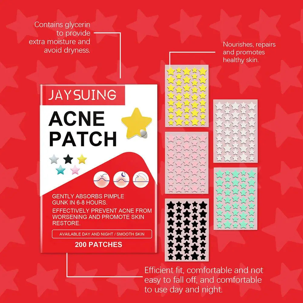 200pcs Star PE Pimple Patch Acne Invisible Acne Removal Stickers Originality Concealer Face Spot Beauty Skin Care Makeup Tools