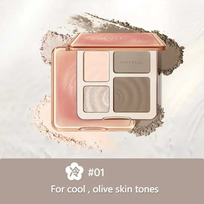 Judydoll Highlighter Contour Bronzer Palette Nude Makeup Natural Facial 3D Nose Shadow Long-Lasting Waterproof Cosmetics Makeup