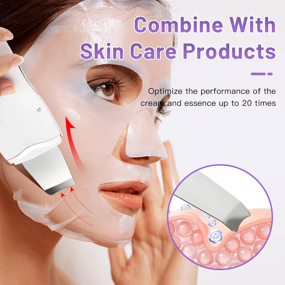 Ultrasonic Skin Scrubber Electric Skin Scrubber Deep Face Cleaning Peeling Shovel Facial Pore Cleaner Blackhead Removal Lifting