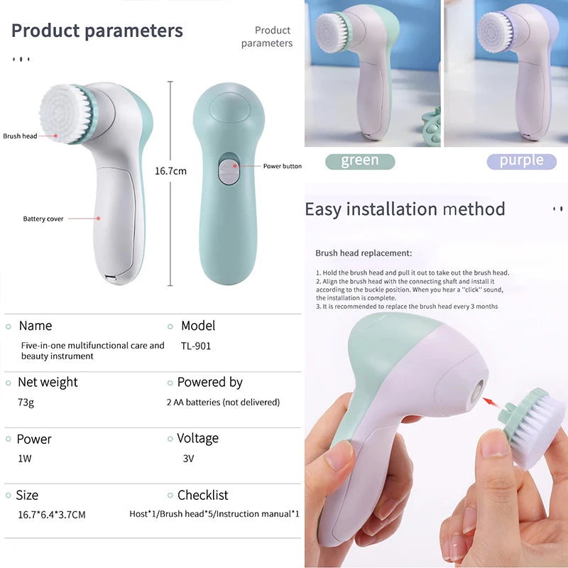 Facial Cleanser Pore Cleanser Face Massager Deep Electric Cleansing Brush Pore Cleaner Blackhead Remover Skin Beauty Care