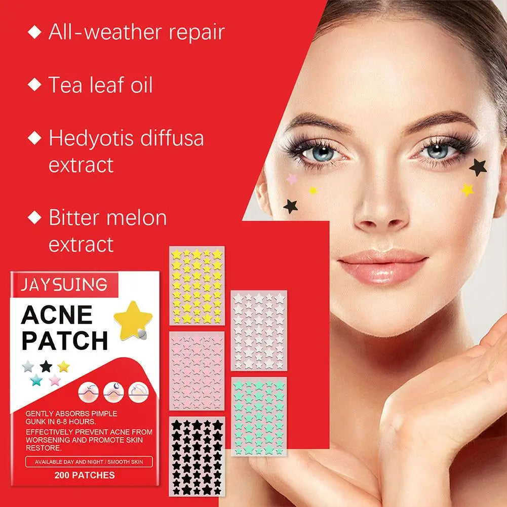 200pcs Star PE Pimple Patch Acne Invisible Acne Removal Stickers Originality Concealer Face Spot Beauty Skin Care Makeup Tools