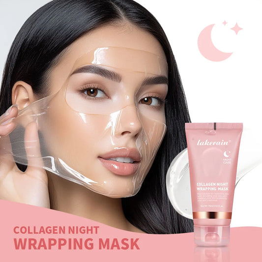 Lakerain Collagen Night Wrapping Mask Elasticity Hydration Care Reduces Sagging & Dullness Hydrolyzed Collagen For Glowing Skin