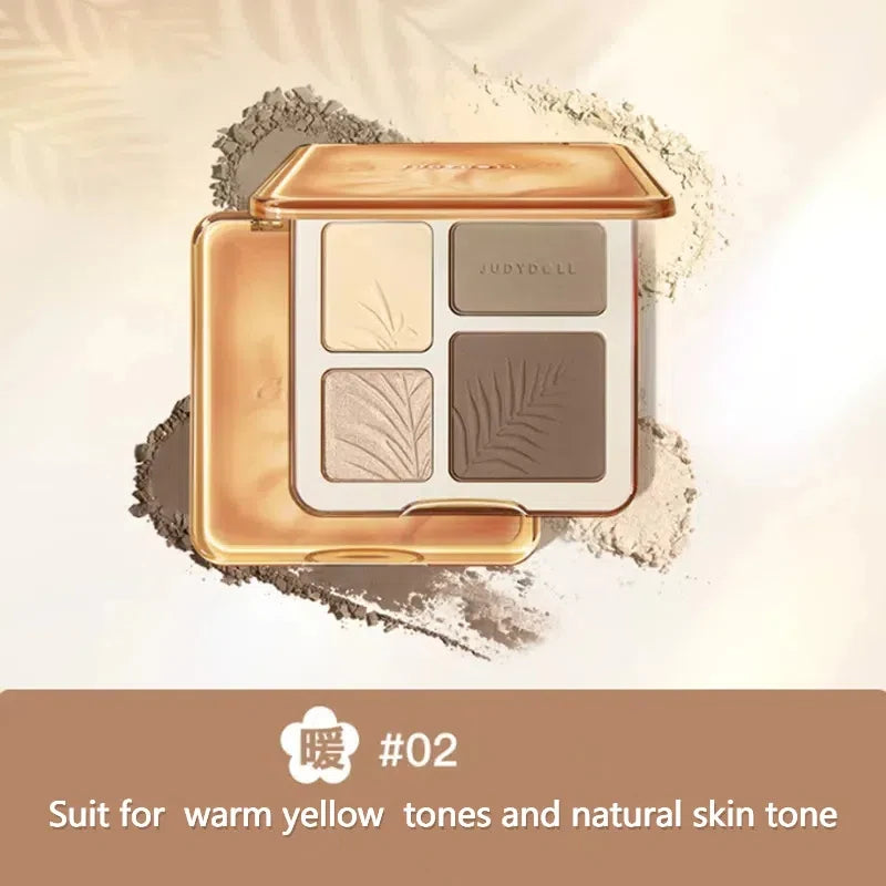 Judydoll Highlighter Contour Bronzer Palette Nude Makeup Natural Facial 3D Nose Shadow Long-Lasting Waterproof Cosmetics Makeup