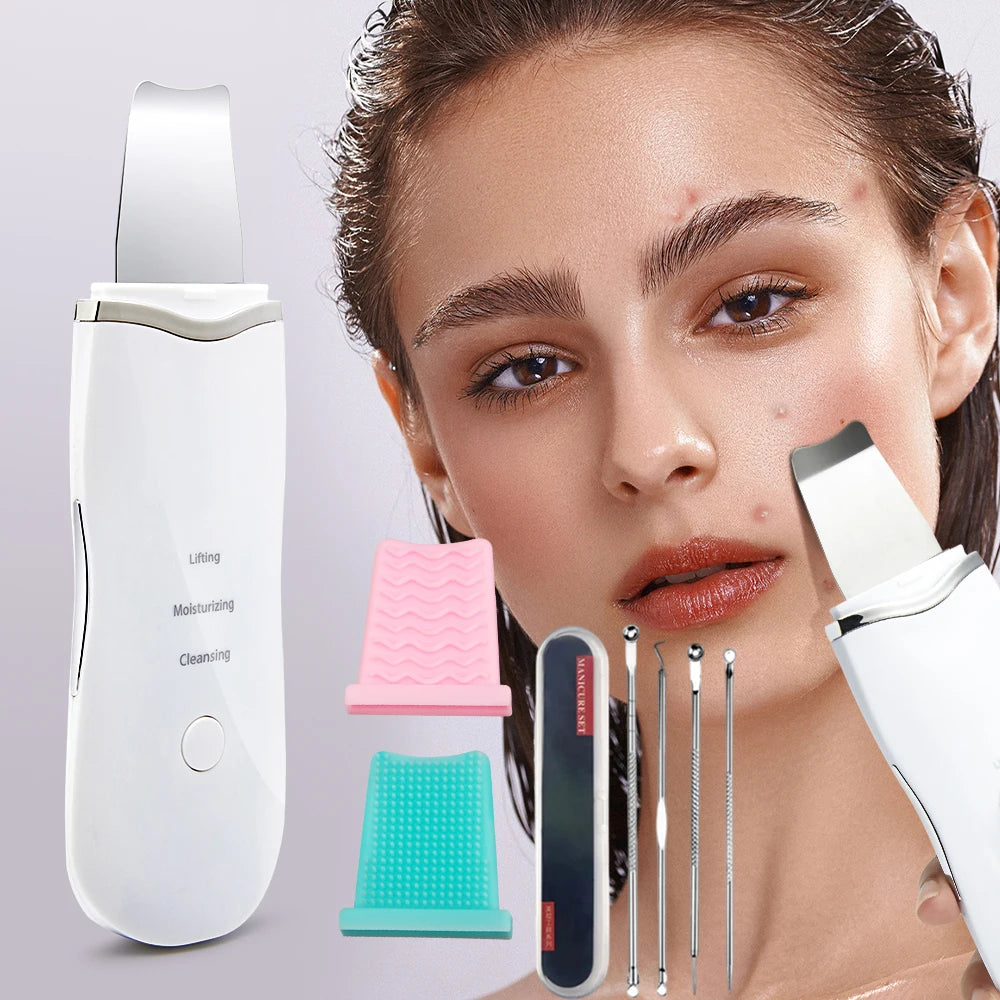 Ultrasonic Skin Scrubber Electric Skin Scrubber Deep Face Cleaning Peeling Shovel Facial Pore Cleaner Blackhead Removal Lifting