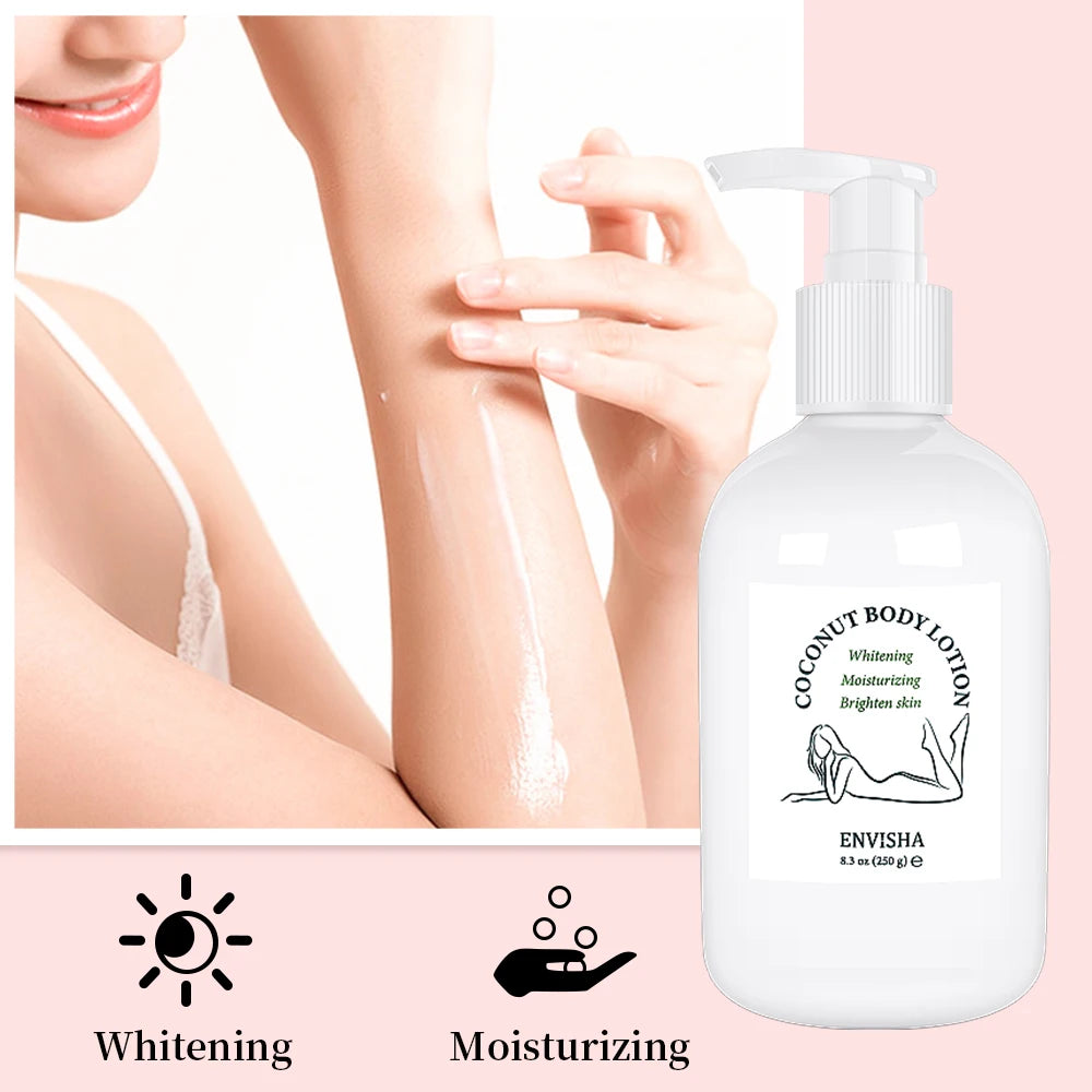 ENVISHA Skin Care Coconut Oil Body Lotion Whitening Moisturizing Brightening Collagen Hyaluronic Acid Retinol Remove Melanin